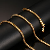 Meaeguet 20inch Gold-color Stainless Steel Chain Necklace For Men Women Snake/Box/Hanging/Curb/Flat/Twist Chain Wide 3mm/6mm