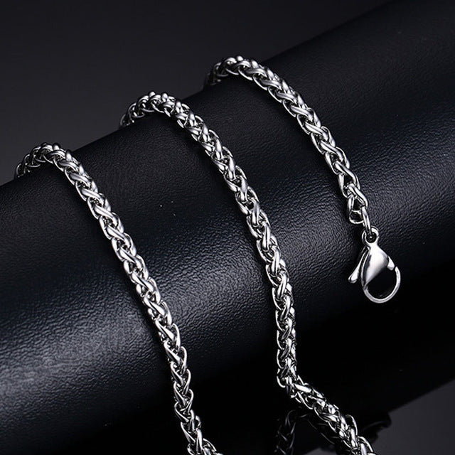 Meaeguet Trendy 20inch Silver Color Stainless Steel Link Chain Necklace For Men Snake/Box/Hanging/Curb/Flat/Twist Chain
