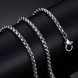 Meaeguet Trendy 20inch Silver Color Stainless Steel Link Chain Necklace For Men Snake/Box/Hanging/Curb/Flat/Twist Chain