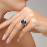 MetJakt 14K Rose Gold Color Topaz Ring 925 Sterling Silver Classic Rings with Natural Gemstone Agate for Women Best Jewelry