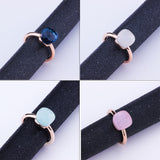MetJakt 14K Rose Gold Color Topaz Ring 925 Sterling Silver Classic Rings with Natural Gemstone Agate for Women Best Jewelry