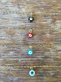 Mini Evil Eye Necklace, Delicate Women Charm Necklace XL255