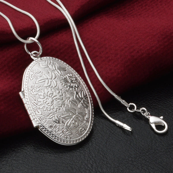 Modyle New Fashion Vintage Photo Locket Pendant Necklace Sliver Plated Jewelry Necklaces & Pendants Women Gift Free Shipping