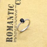 Mopera Top Quality Classic 925 Sterling Silver Black Sapphire Rings For Women Real Silver Gemstone Wedding Jewelry Ring