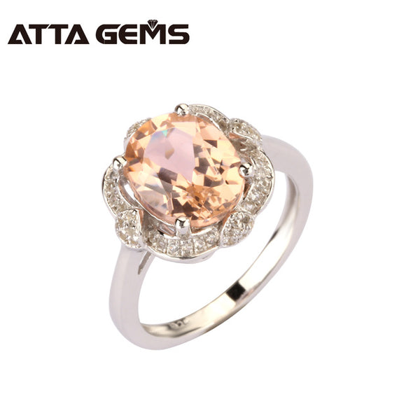Morganite 925 Sterling Silver Women 3.55 Carats Morganite Silver Ring For Women Fine Jewelry Ring For Party Beryl Morganite Ring