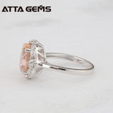 Morganite 925 Sterling Silver Women 3.55 Carats Morganite Silver Ring For Women Fine Jewelry Ring For Party Beryl Morganite Ring