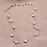 N981 Womens Jewellery Colliers Chain Simulated Pearls Necklace Bridal Jewelry Necklaces Female White Wedding Gifts Collares