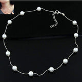 N981 Womens Jewellery Colliers Chain Simulated Pearls Necklace Bridal Jewelry Necklaces Female White Wedding Gifts Collares