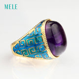 Natural amethyst silver ring, big oval 13mm*18mm, deep purple color with a little inclusion, special and fashion