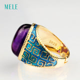 Natural amethyst silver ring, big oval 13mm*18mm, deep purple color with a little inclusion, special and fashion