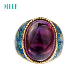 Natural amethyst silver ring, big oval 13mm*18mm, deep purple color with a little inclusion, special and fashion
