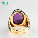 Natural amethyst silver ring, big oval 13mm*18mm, deep purple color with a little inclusion, special and fashion