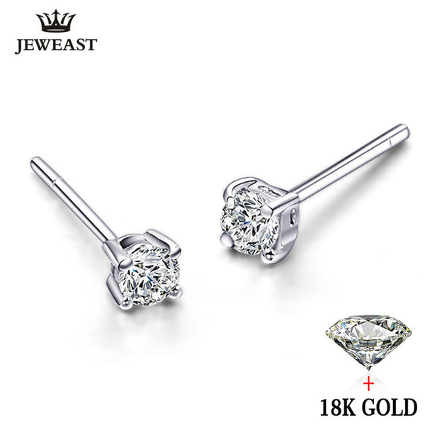 Natural daimond Earrings 18k Pure Gold Simple Exquisite Round Elegant Classic Wedding Hot Sale 2017 New Party Women Girl Gift