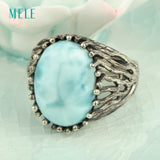 Natural larimar silver ring, oval 13mm*18mm, classical design, special ancient style, both for men and women