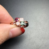 Natural  tourmaline ring Natural gemstone ring S925 sterling silver ring trendy Elegant Square energy women gift Jewelry