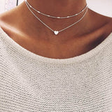 New Heart Necklace For Women Short gold necklace chain  Pendant Necklace Gift Ethnic Bohemian Choker Necklace collier femme