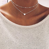 New Heart Necklace For Women Short gold necklace chain  Pendant Necklace Gift Ethnic Bohemian Choker Necklace collier femme