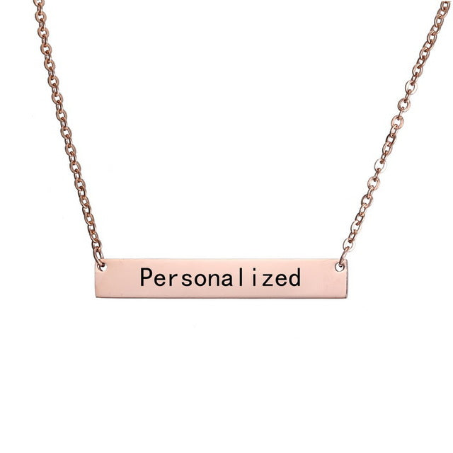 New Personalized Blank Bar Pendant Necklace 3 Colors Stainless Steel Custom Name Plate Necklace Can Engrave Word Letters Jewelry