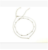 New Silver Gold Color Jewelry Love Heart Necklaces & Pendants Double Chain Choker Necklace Collar Women Statement Jewelry Bijoux