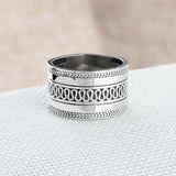 New Solid 925 Sterling Silver Wide Women Rings Femme Vintage Style Layered Ring Engagement Jewelry Gift