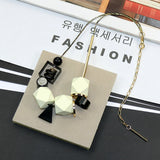 New Woman Necklaces Big Geometric Wood Beads Peadant Necklaces Color Blocking High Quality Fashion Jewelry Sweater Accessories