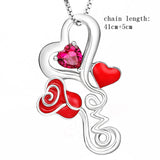 New arrival 925 sterling silver love heart rose chain pendant necklace with enamel&CZ diy fashion jewelry factory supply giftS