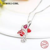 New arrival 925 sterling silver love heart rose chain pendant necklace with enamel&CZ diy fashion jewelry factory supply giftS