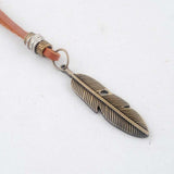 New collares necklaces & pendants Cool Rock Feathers Pendant Genuine Leather Long Chain Necklace Vintage Design Men Necklaces