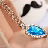 OPPOHERE Crystal Pendant  Heart Necklace Classic Titanic Ocean Crystal Heart Pendant Necklace Rhinestone Lover Gift