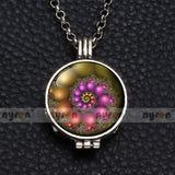 Perfume Aroma Pendant Necklace With Foam 25mm Glass Charms Link Chain 62cm Length Multi Pattern For Man Women & Girl DZ1747