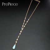 PrePiece Gold Color Moonstone Imitation Pearl Pendant Beaded Necklace 2017 New Design European Jewelry For Women Bijoux PN0671