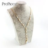 PrePiece Gold Color Moonstone Imitation Pearl Pendant Beaded Necklace 2017 New Design European Jewelry For Women Bijoux PN0671