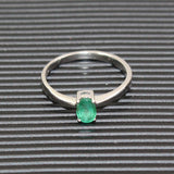 Promotion natural emerald wedding ring for woman 0.4 ct 4mm*6mm natural I grade emerald solid 925 silver emerald gemstone ring