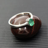 Promotion natural emerald wedding ring for woman 0.4 ct 4mm*6mm natural I grade emerald solid 925 silver emerald gemstone ring