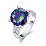 Rainbow Topaz Engagement Wedding Ring Set 925 Sterling Silver Rings For Women Band Wedding Rings Promise Ring Bridal Jewelry