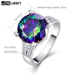 Rainbow Topaz Engagement Wedding Ring Set 925 Sterling Silver Rings For Women Band Wedding Rings Promise Ring Bridal Jewelry