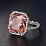 S925 Rings For Women Sterling Silver Pink Big Square Topaz Diamant Fine Jewelry Bridal Wedding Engagement Ring Luxury Bijoux