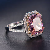 S925 Rings For Women Sterling Silver Pink Big Square Topaz Diamant Fine Jewelry Bridal Wedding Engagement Ring Luxury Bijoux