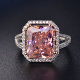 S925 Rings For Women Sterling Silver Pink Big Square Topaz Diamant Fine Jewelry Bridal Wedding Engagement Ring Luxury Bijoux