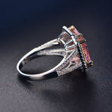 S925 Rings For Women Sterling Silver Pink Big Square Topaz Diamant Fine Jewelry Bridal Wedding Engagement Ring Luxury Bijoux