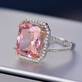 S925 Rings For Women Sterling Silver Pink Big Square Topaz Diamant Fine Jewelry Bridal Wedding Engagement Ring Luxury Bijoux