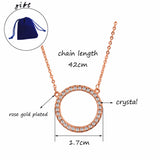 SINLEERY Shiny Paved Tiny Crysral Circle Round Necklaces & Pendants Silver/Rose Gold Color Chain Jewelry For Women XL089 SSB