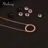 SINLEERY Shiny Paved Tiny Crysral Circle Round Necklaces & Pendants Silver/Rose Gold Color Chain Jewelry For Women XL089 SSB