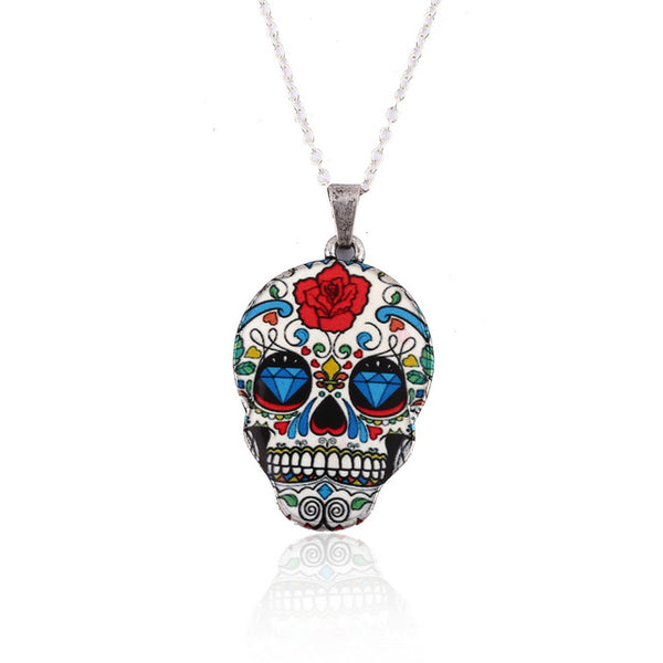 SMJEL New Fashion Vintage Skeleton Pendant Necklace Women Skull Head chain Necklace Party Halloween Gifts Accessories OXL021