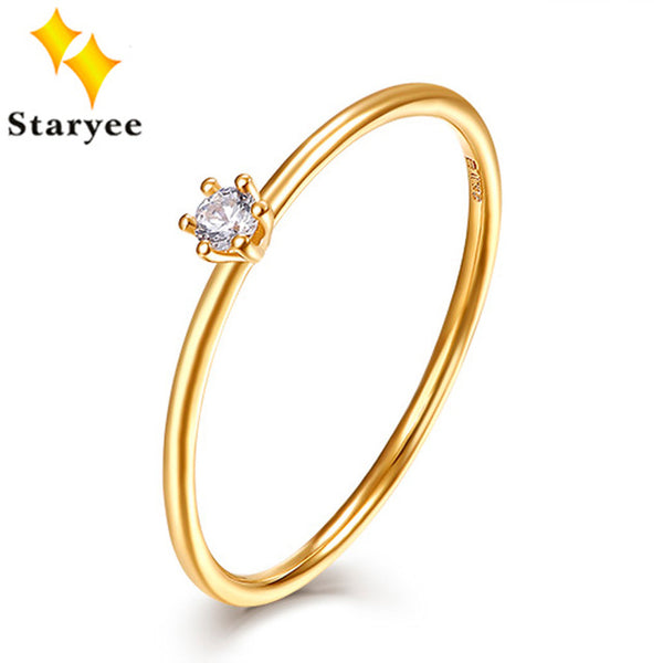 STARYEE Certified Natural Diamond Engagement Rings 0.05CT VS H EX Solid 18K Au750 Yellow Gold Elegant Wedding Jewelry For Women