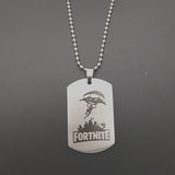 SUTEYI Hot FPS Game Fortnite Logo Printing Necklace Stainless Steel  Pendant Necklaces  Beads Chain Men Women Memento Jewelry