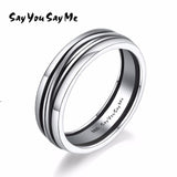 Say You Say Me 925 Sterling Silver Black Liner Rings Wedding Engagement Jewelry Punk Rock Rings 2018 Fashion Jewelry Best Gifts