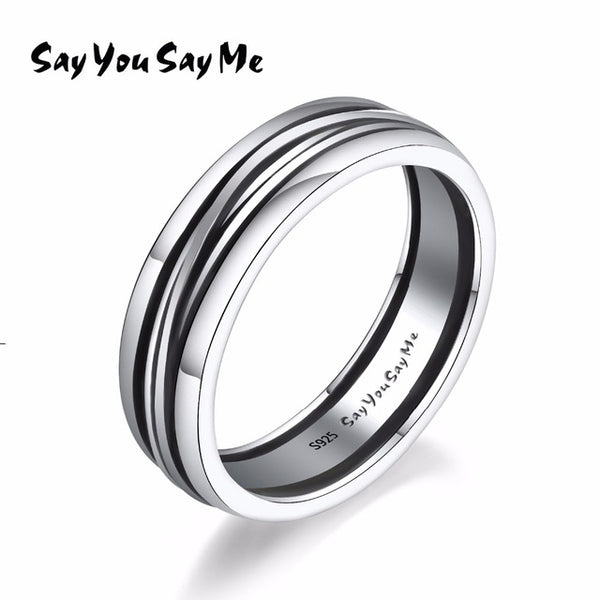 Say You Say Me 925 Sterling Silver Black Liner Rings Wedding Engagement Jewelry Punk Rock Rings 2018 Fashion Jewelry Best Gifts