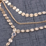 Sexy Multilayer Sequins Rhinestone Tassel Pendants Chain Necklace Choker Collar Women Jewelry #235641