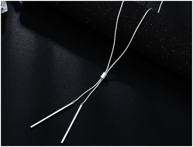 Shineland Women Accessories Hot Fashion Gold-color Metal Chain Collier Long Strip Pendants Gifts Lady Charm Necklaces Jewelry
